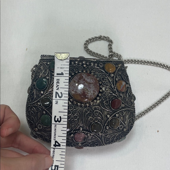 Vintage Sajai inlaid natural agate stones gems Multi-Color Stone Embellished Bag - Picture 14 of 17